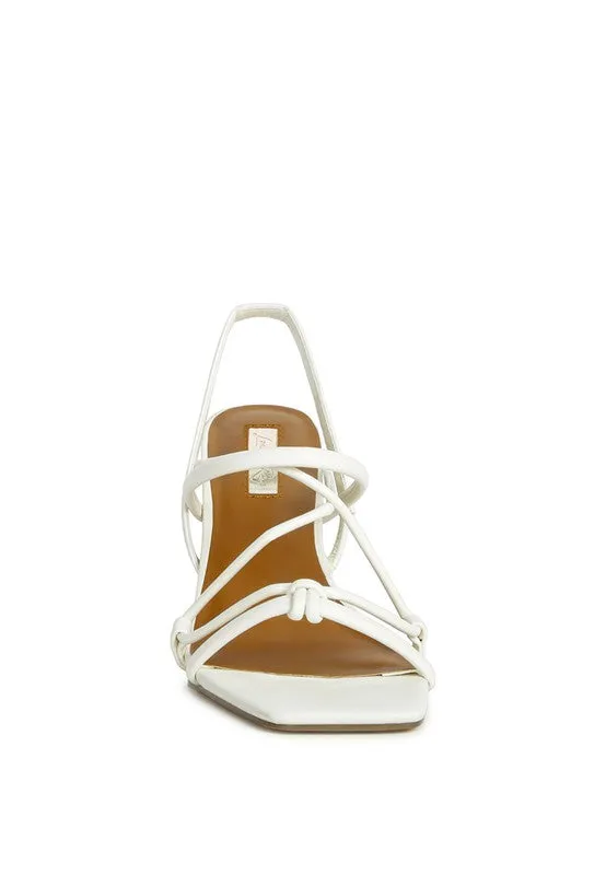 Two Strings Slingback Mid Heel Block Sandals Taupe