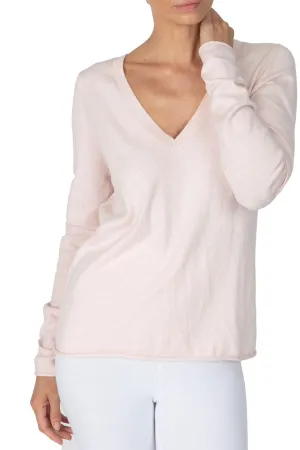 V Neck Sweater in Pink Camellia
