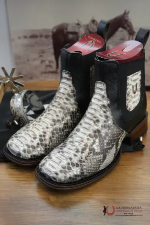 VESTIGIUM SHORTBOOT EXOTIC PYTHON NOBUCK NATURAL - 5749