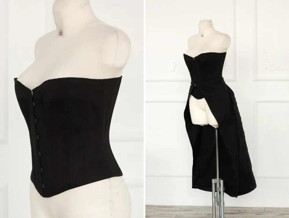 Victorian overbust black corset