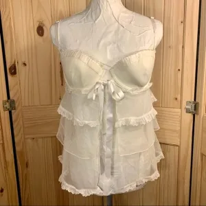 Victoria’s Secret I DO Lingerie Set Size 36D Wedding White Lace Honeymoon Sheer