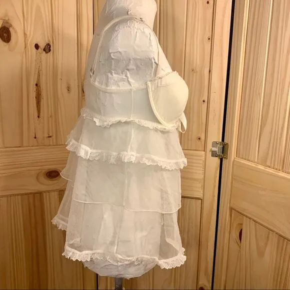 Victoria’s Secret I DO Lingerie Set Size 36D Wedding White Lace Honeymoon Sheer