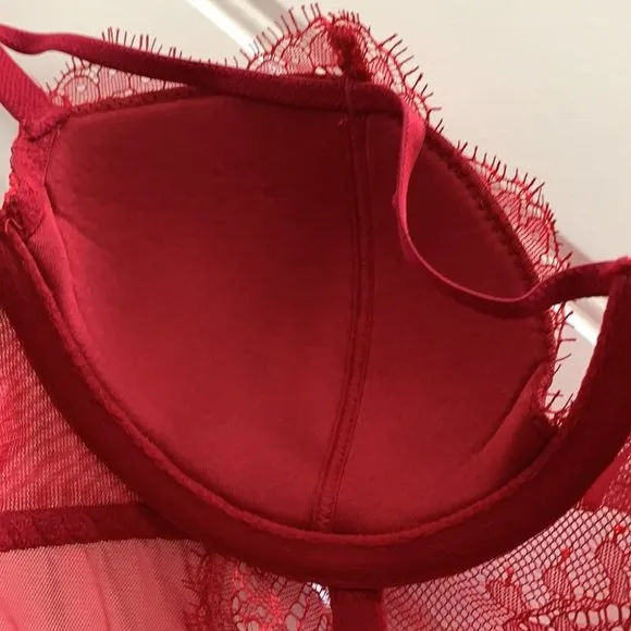 Victoria's Secret Red Corset Garter Slip Lace