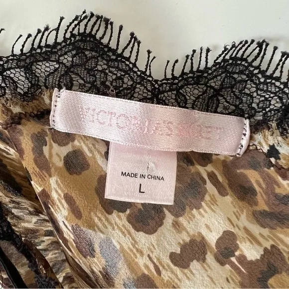Victoria’s Secret Silk Leopard Print Lingerie L