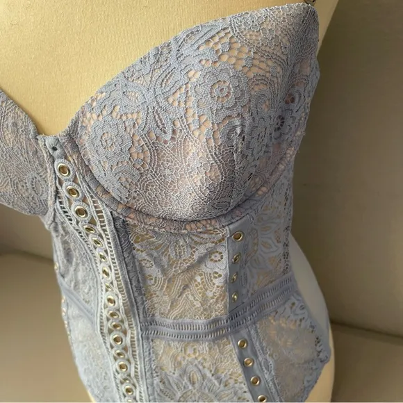 Victoria's Secret VS Periwinkle Light Blue Lingerie Bustier Corset Bra Top 36D