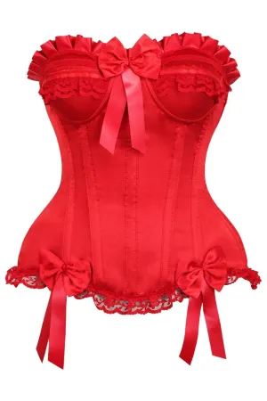 Vintage-Inspired Red Satin Burlesque Corset