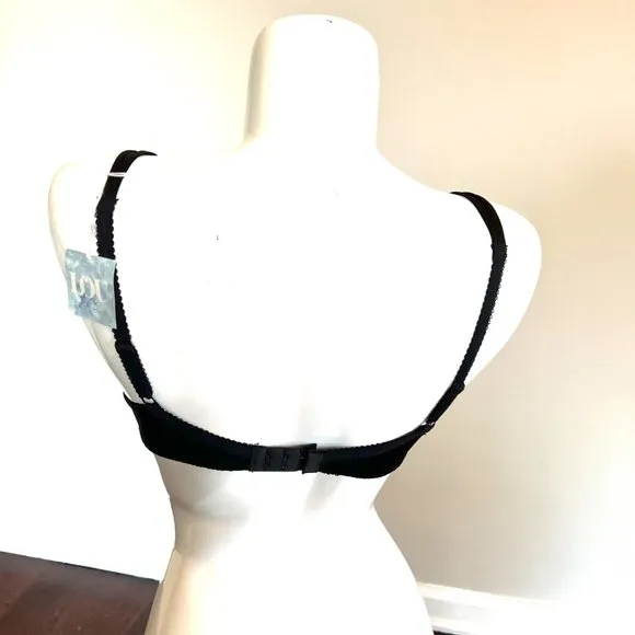 Vintage Lou Underwire lightly Padded Embroidered Lace Bra in Black 36B