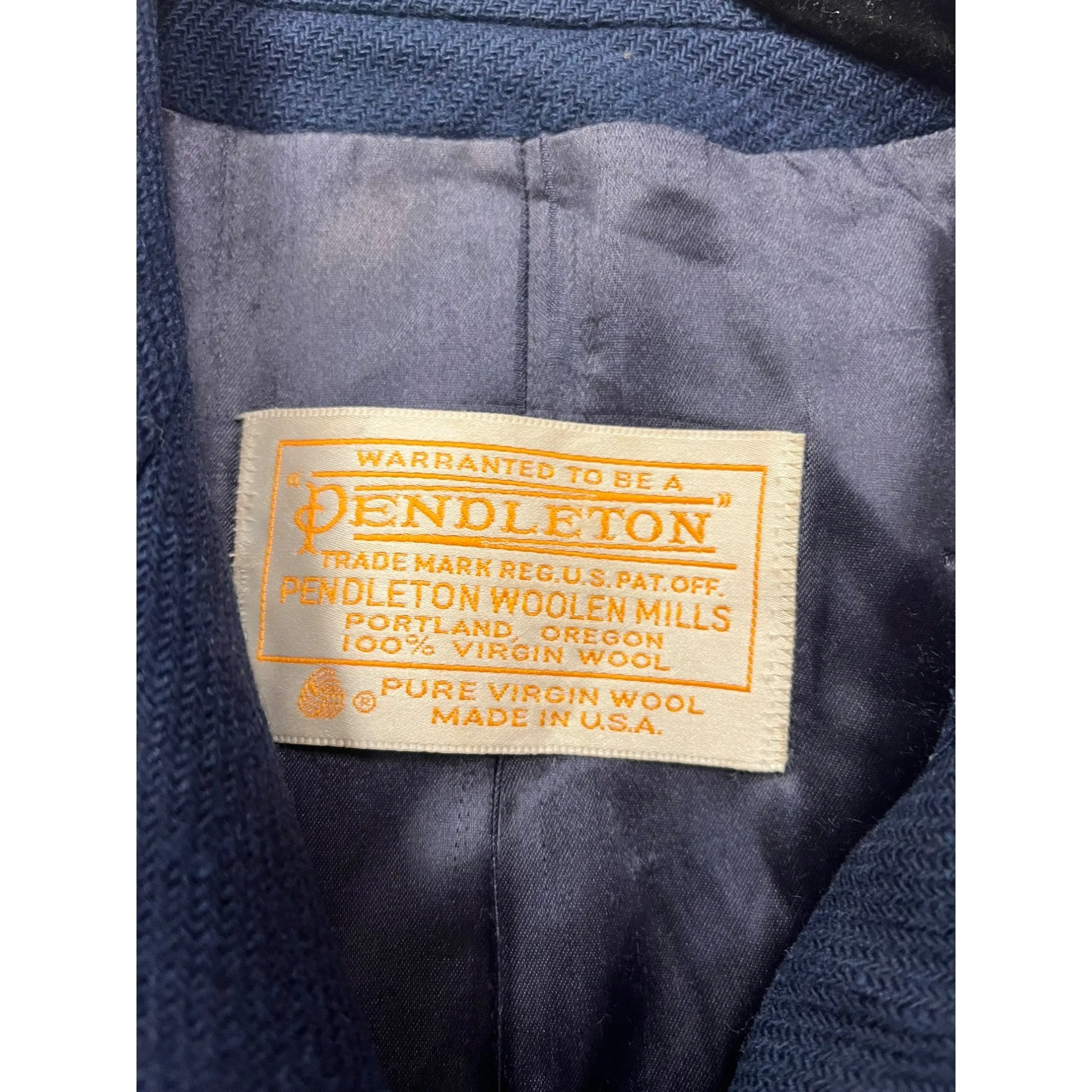 Vintage Pendleton Womens Navy Wool Peacoat Size 10 Double Breasted #6183