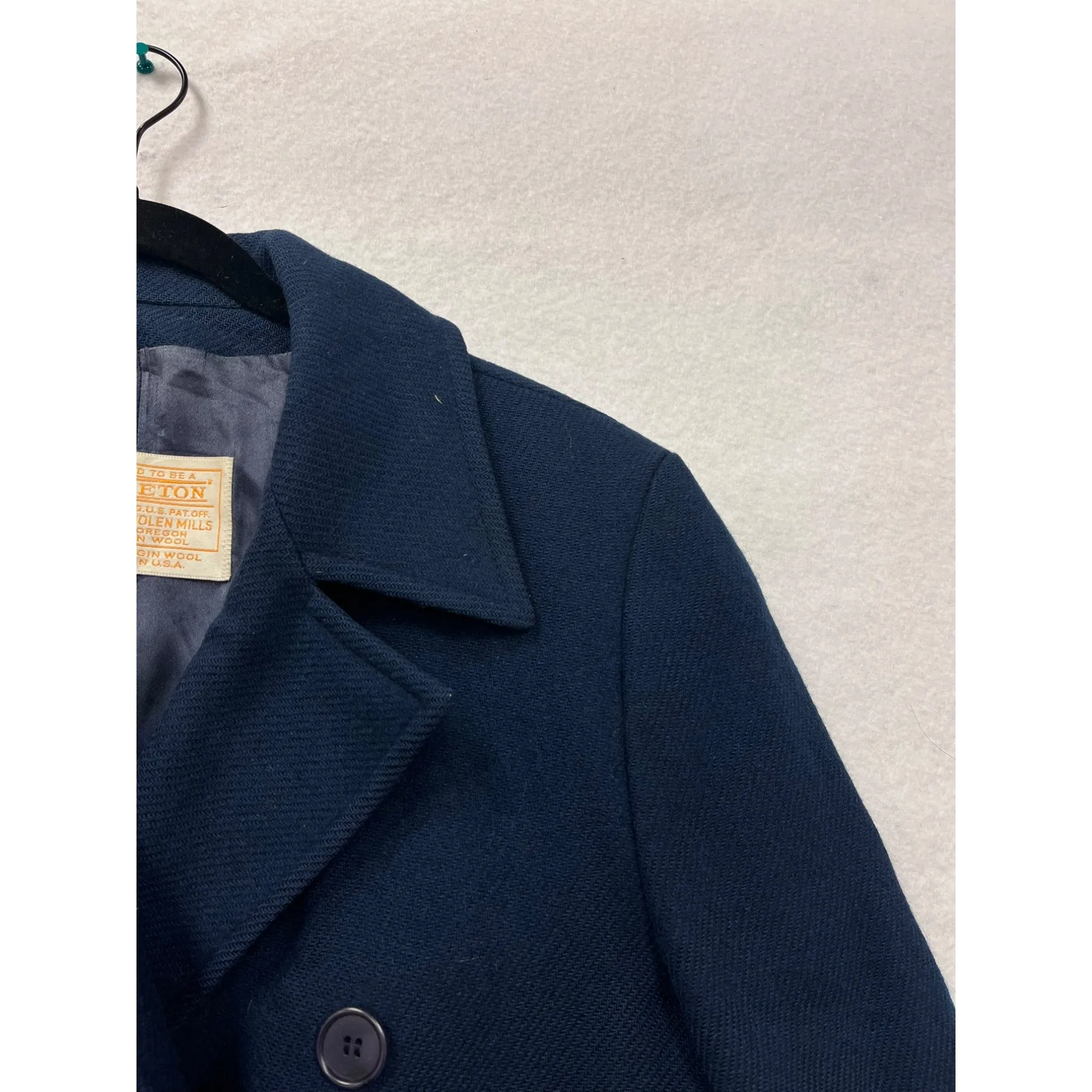 Vintage Pendleton Womens Navy Wool Peacoat Size 10 Double Breasted #6183