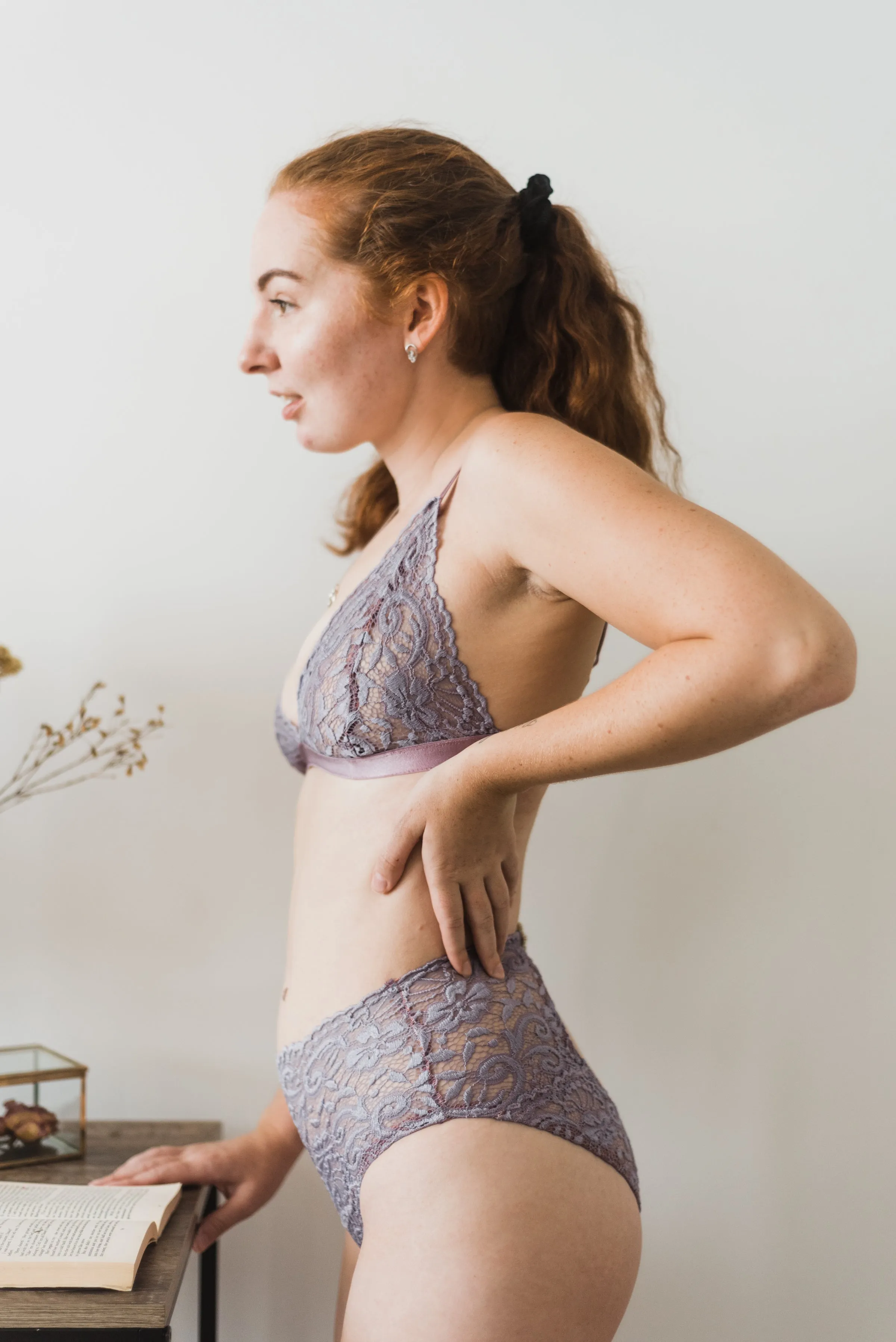 Viola Purple Lingerie Set with Ouvert Knickers