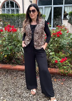Vittoria Brown Leopard Quilted Waistcoat