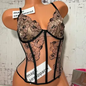 VS LUXE 36C 36D EMBROIDERY APPLIQUÉ CORSET FLORAL