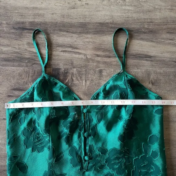 VTG Victoria's Secret Green Floral Lace Mesh Bodysuit