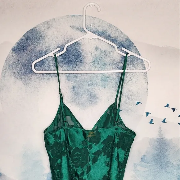 VTG Victoria's Secret Green Floral Lace Mesh Bodysuit