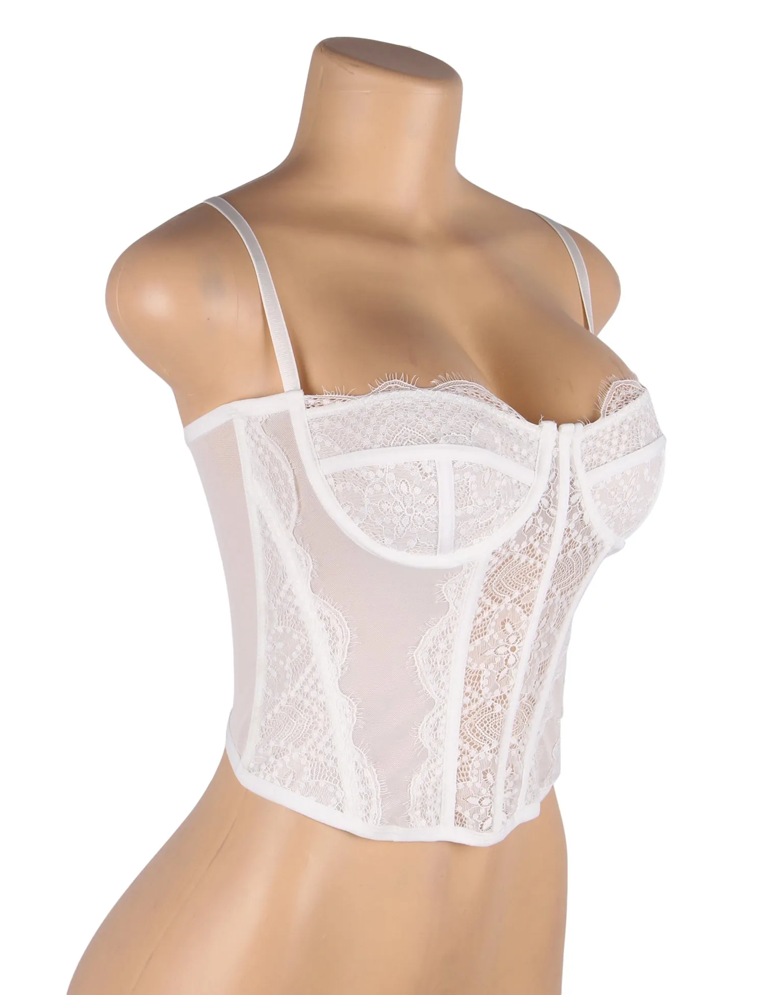 White 9 Bones Sexy Egypt Lace Suspender Corset Bra Top