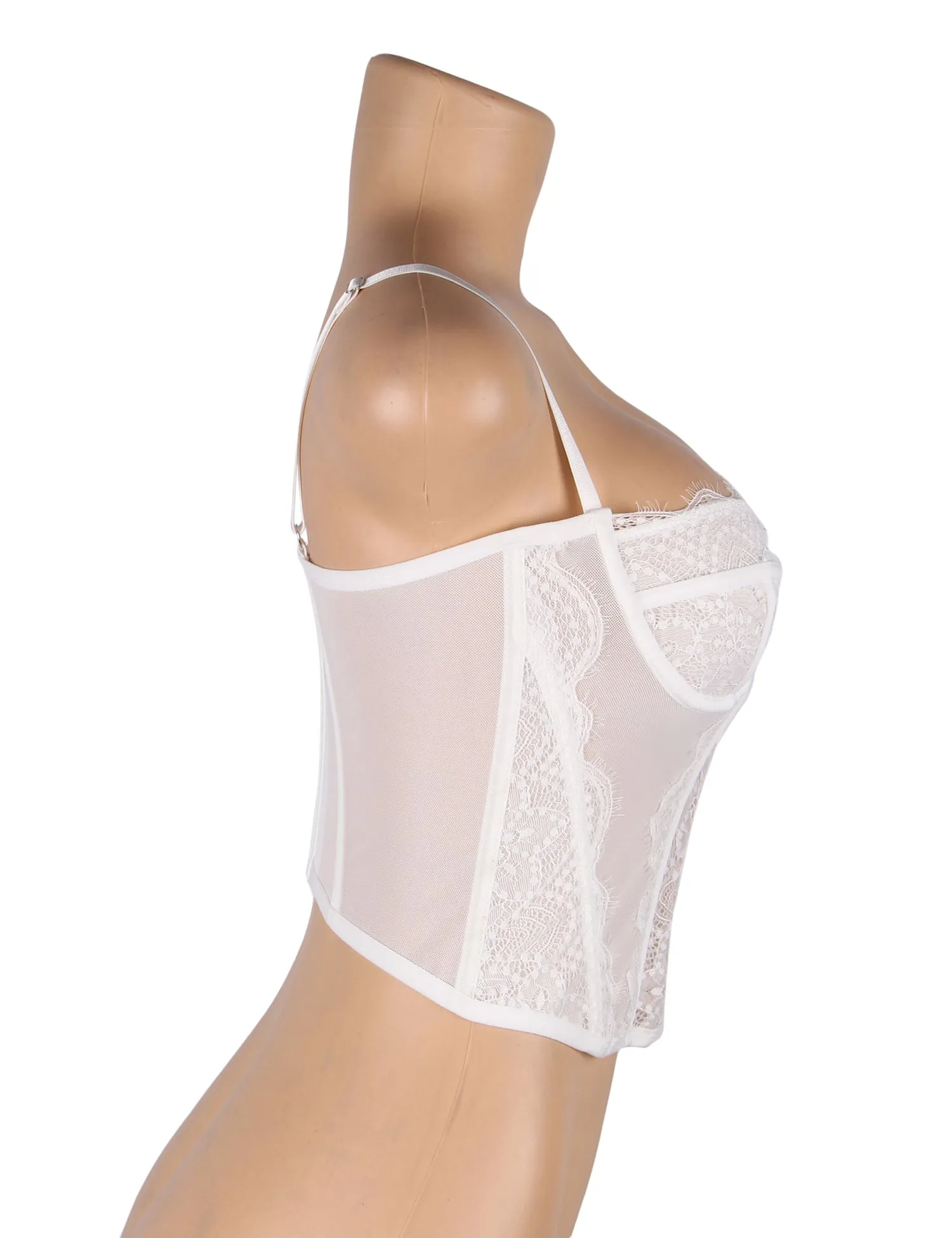 White 9 Bones Sexy Lace Suspender Corset Bra Top Egypt