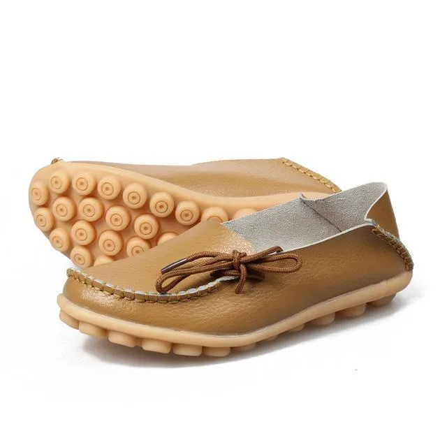 Women Flats Shoes  Large Size Real Leather Mommy Shoes