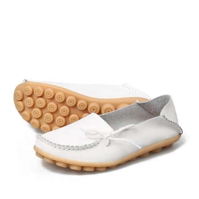 Women Flats Shoes  Large Size Real Leather Mommy Shoes