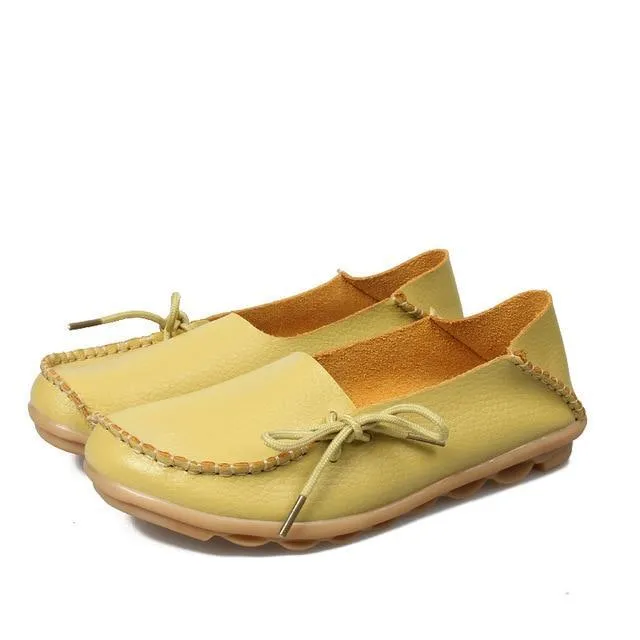 Women Flats Shoes  Large Size Real Leather Mommy Shoes
