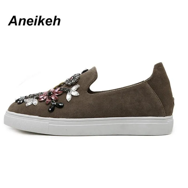 Women Shoes Flat  Round Toe Crystal Comfortable Women Slip On Women's Shoes Loafers