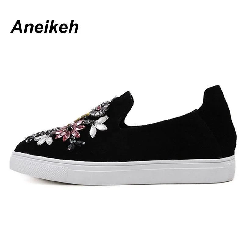 Women Shoes Flat  Round Toe Crystal Comfortable Women Slip On Women's Shoes Loafers