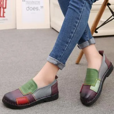 Women Shoes Women Loafers Patches stitching Flat Shoes