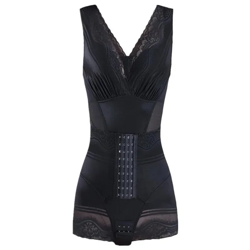 Women's Bustier Corset Waist Trainer - Slimming Body Shaper Fajas Bodysuit with Modeling Strap