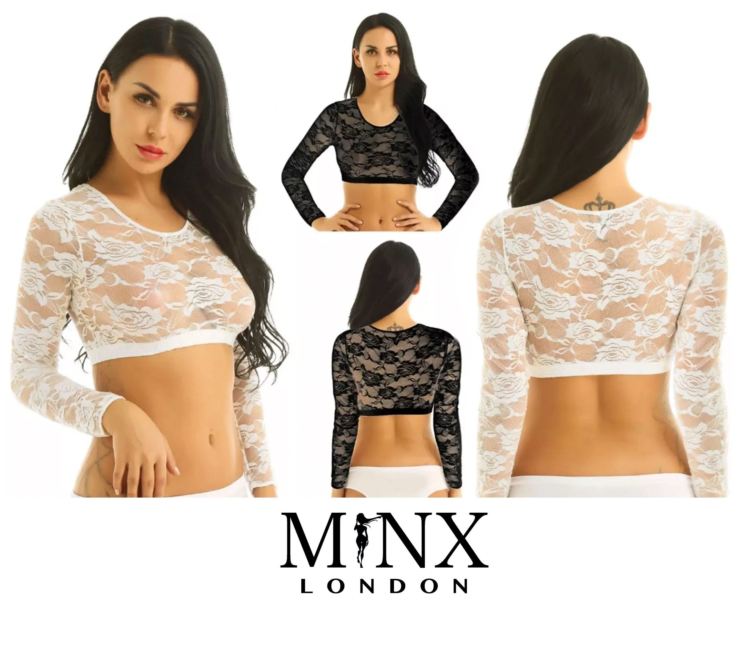 Womens Crop Top | See Through Crop Top | Sheer Crop Top | Lace Cami