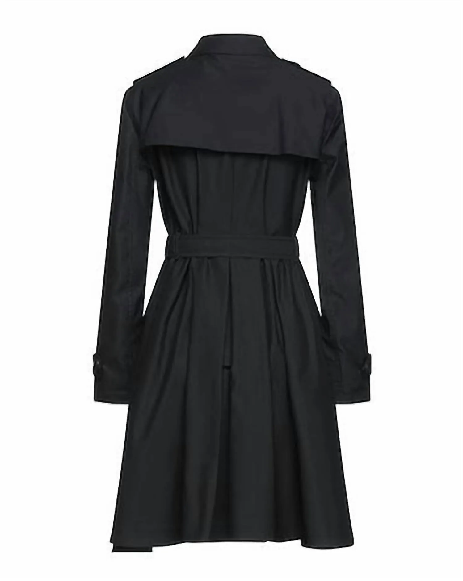 Women's Double Breasted Long Peacoat In Black