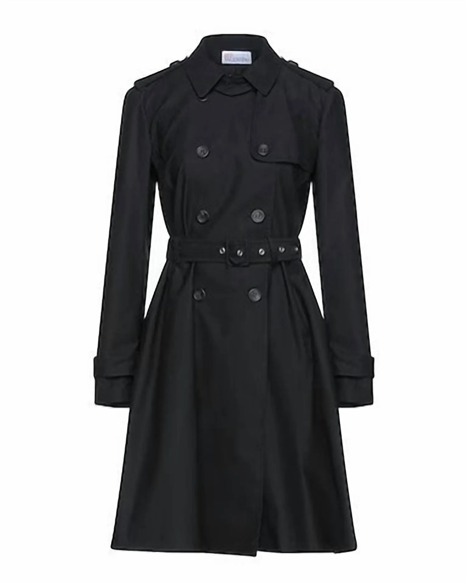 Women's Double Breasted Long Peacoat In Black