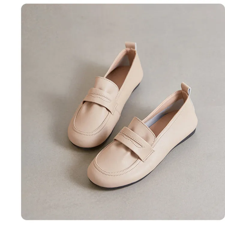 Women's Leather Flat Comfortable Casual Work Loafers