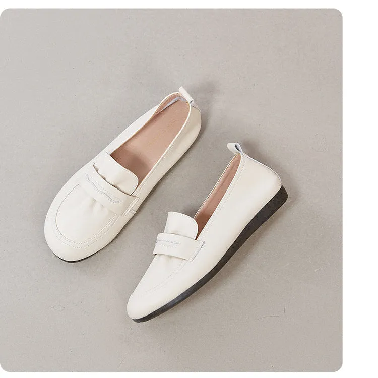 Women's Leather Flat Comfortable Casual Work Loafers