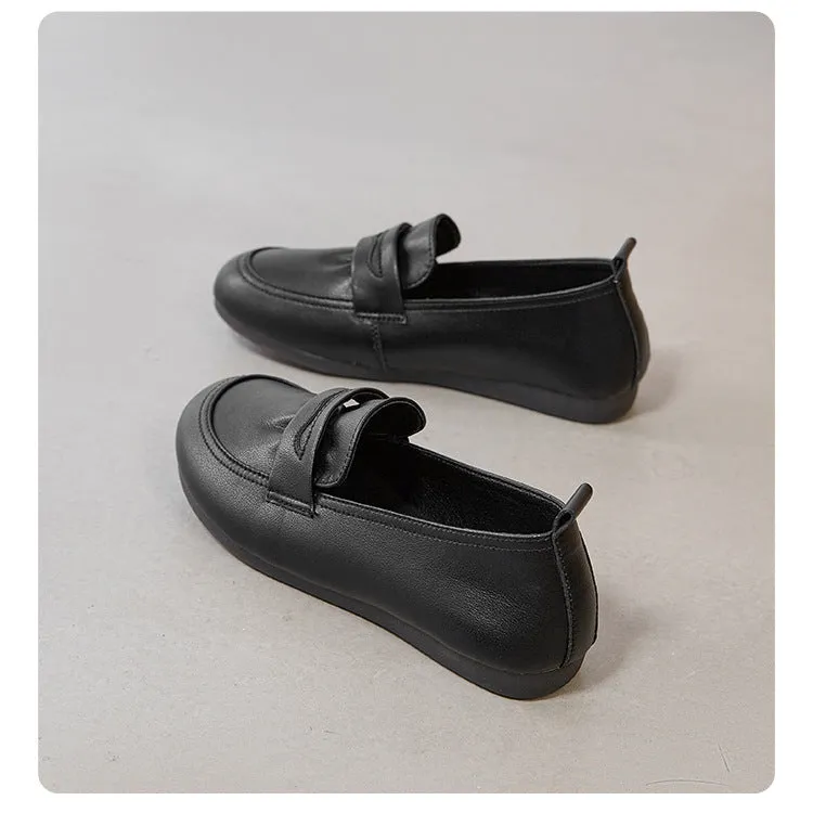 Women's Leather Flat Comfortable Casual Work Loafers