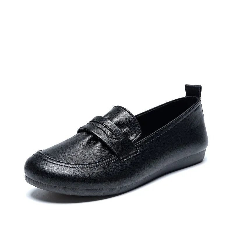 Women's Leather Flat Comfortable Casual Work Loafers