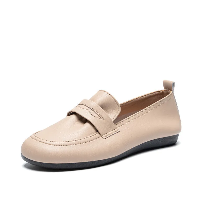 Women's Leather Flat Comfortable Casual Work Loafers