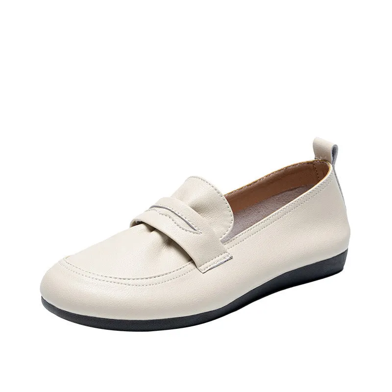 Women's Leather Flat Comfortable Casual Work Loafers