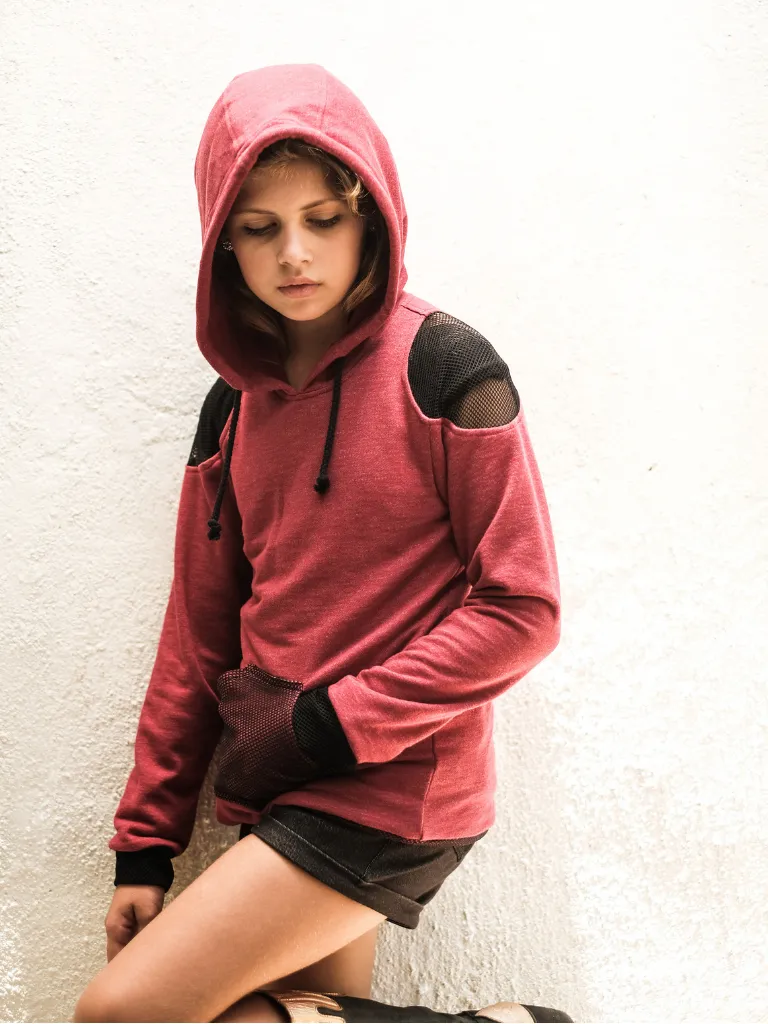 Women's Organic Cotton Cold Shoulder Hoodie