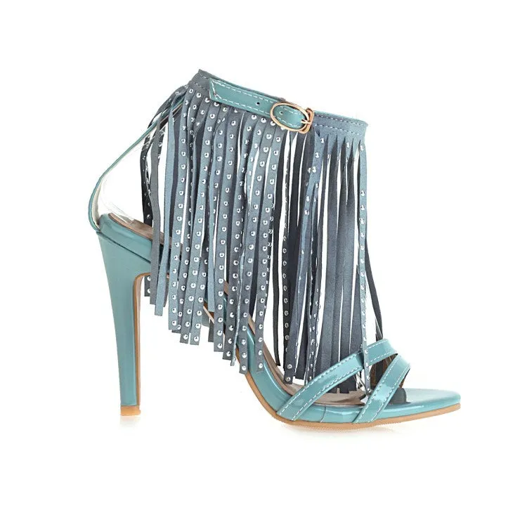Women's Rivets Tassel High Heel Sandals