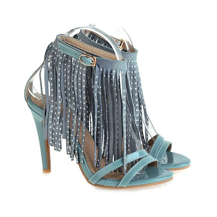 Women's Rivets Tassel High Heel Sandals