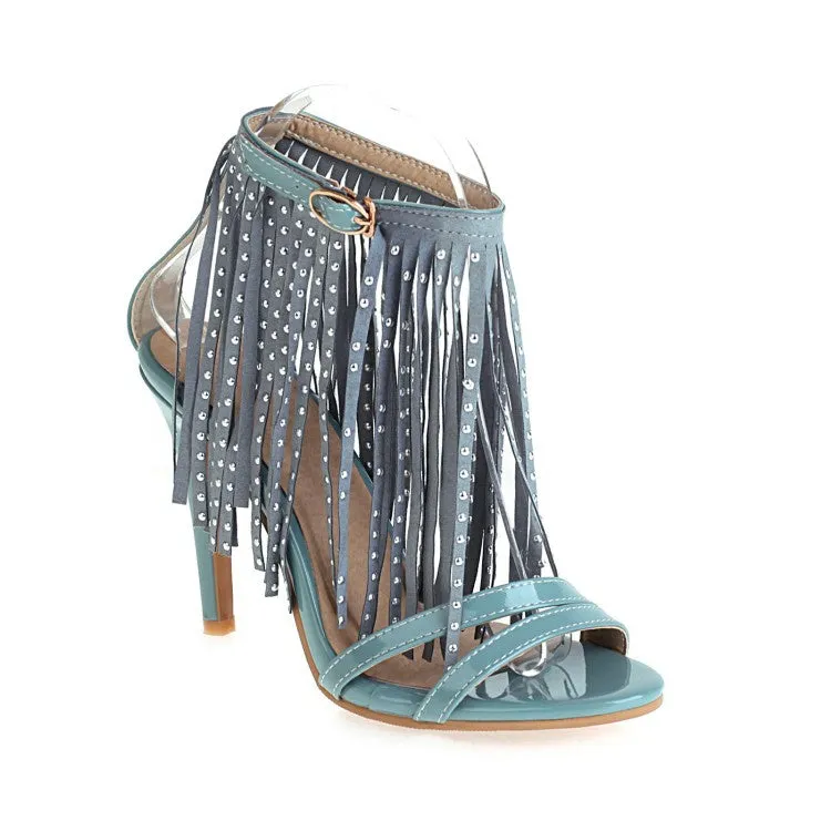 Women's Rivets Tassel High Heel Sandals