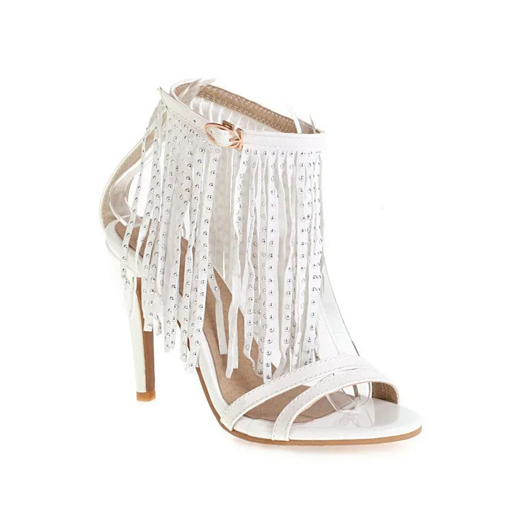 Women's Rivets Tassel High Heel Sandals