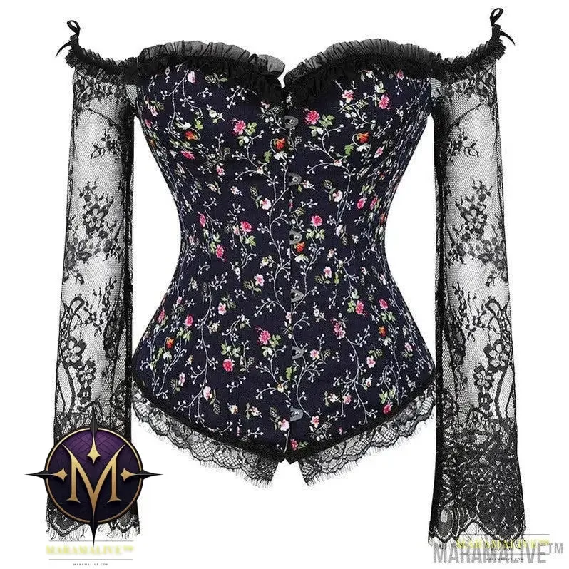 Women's Steampunk Gothic Lace Corset Bustier Top