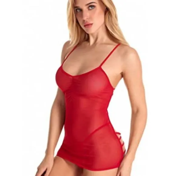Women Sexy Bodysuit Sheer Lace Trim Lingerie Underwear