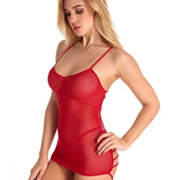 Women Sexy Bodysuit Sheer Lace Trim Lingerie Underwear