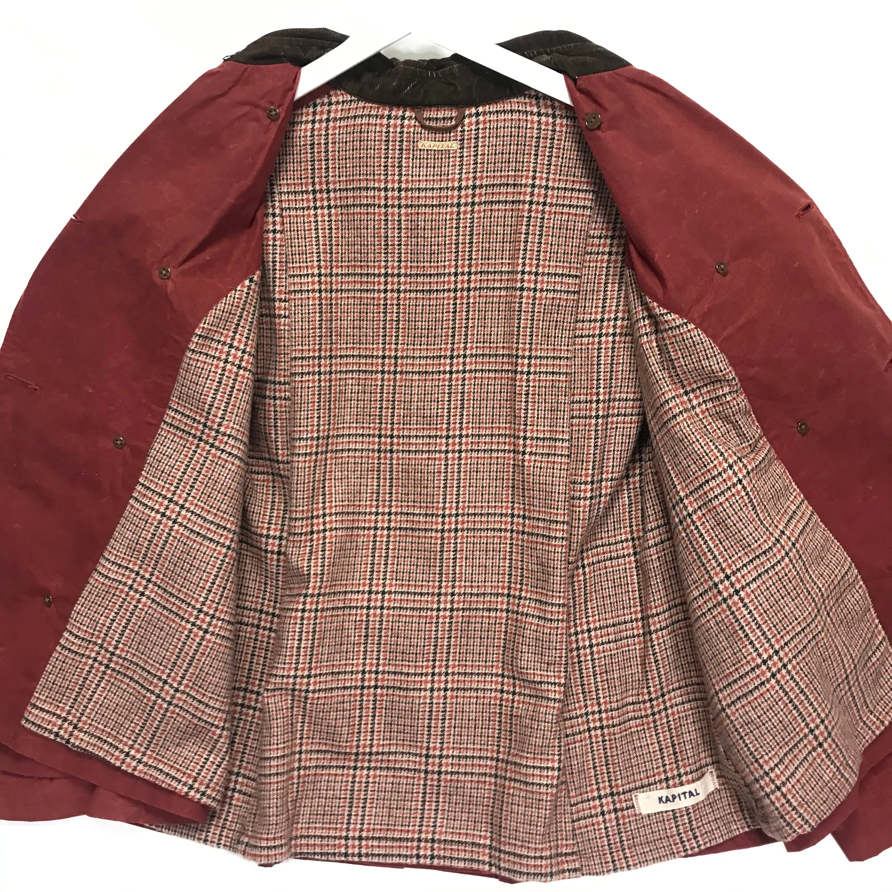 [XL] Kapital Waxed Cotton Peacoat Jacket Red