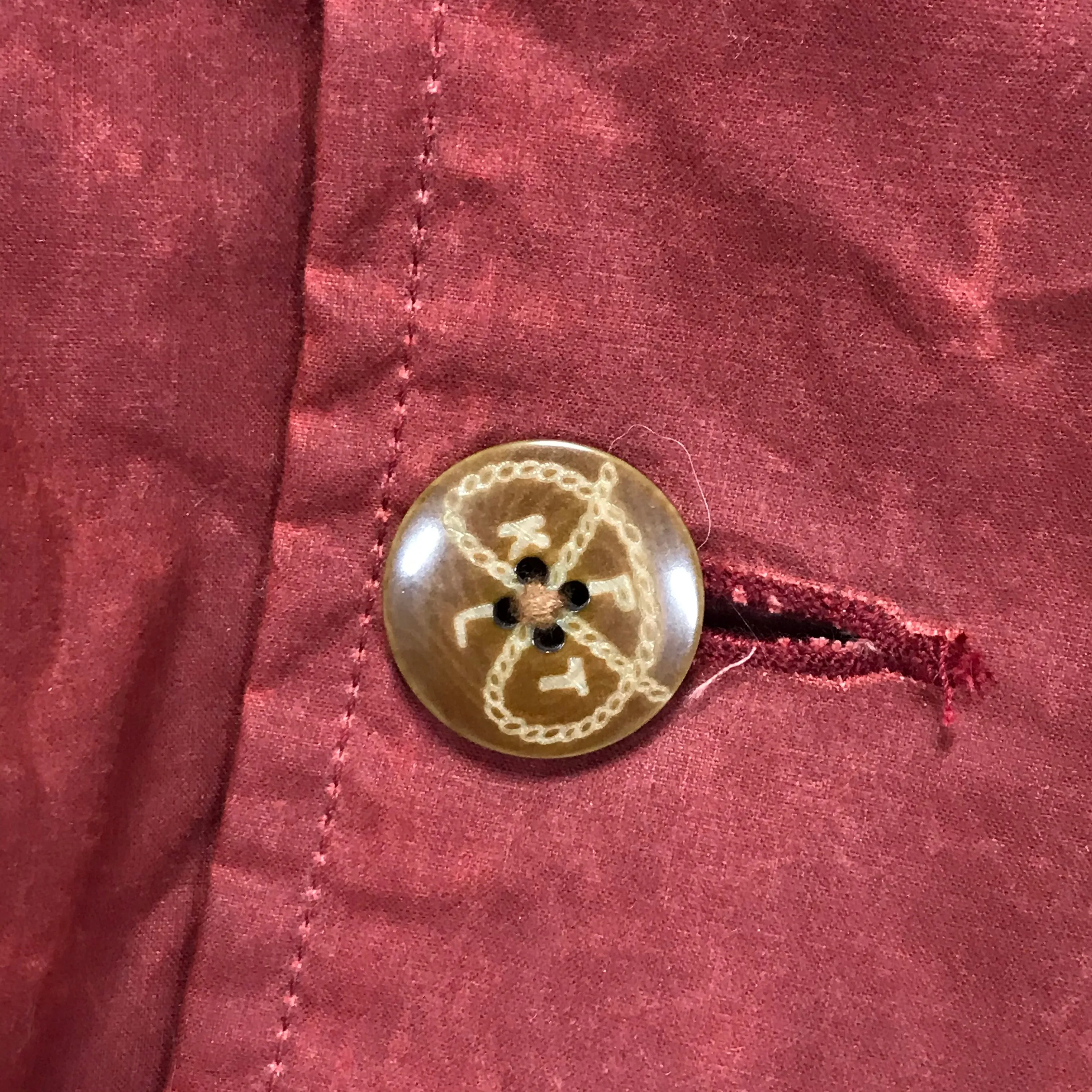 [XL] Kapital Waxed Cotton Peacoat Jacket Red