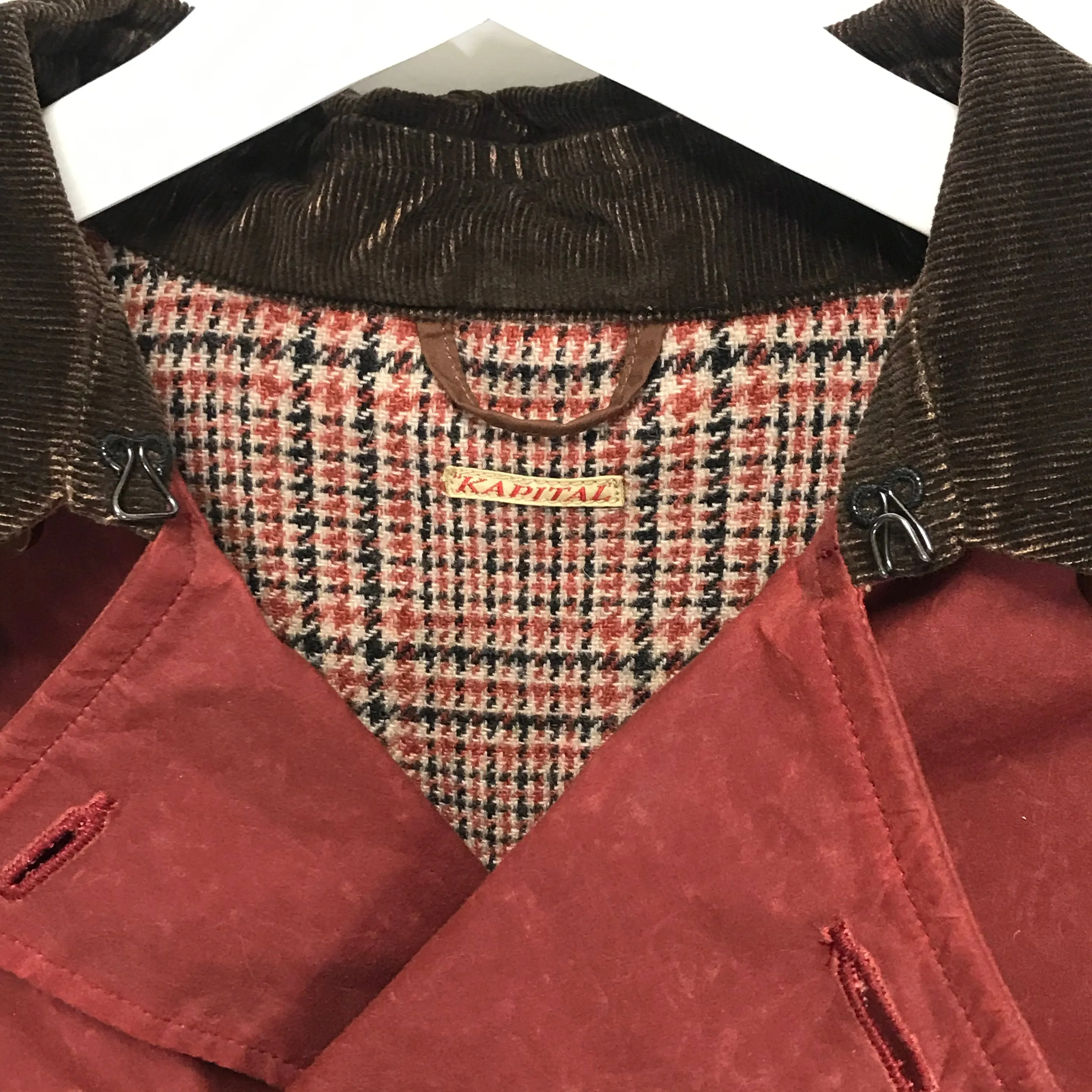 [XL] Kapital Waxed Cotton Peacoat Jacket Red