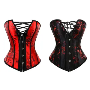 XXL Corset Lingerie For Women Floral Jacquard Overbust Corset Waist Cincher Plum Bustier Sexy Hot Plus Size