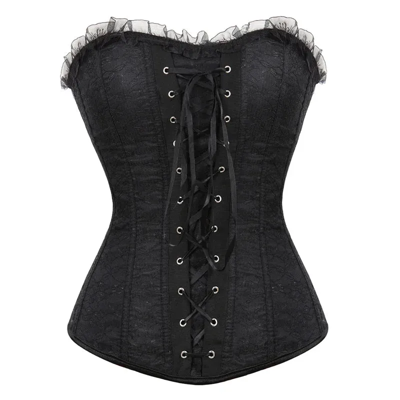 XXL Corset Lingerie For Women Floral Jacquard Overbust Corset Waist Cincher Plum Bustier Sexy Hot Plus Size