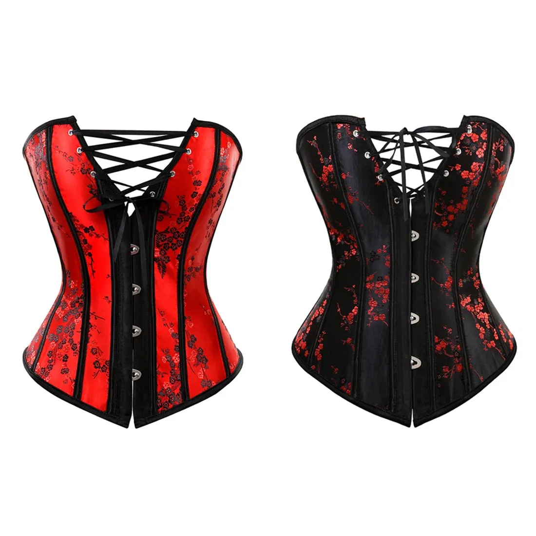 XXL Corset Lingerie For Women Floral Jacquard Overbust Corset Waist Cincher Plum Bustier Sexy Hot Plus Size